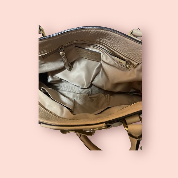 Coach 10529 Hampton Beige Pebbled Leather Braided‎ Band Large Tote Shoulder Bag - Picture 10 of 11